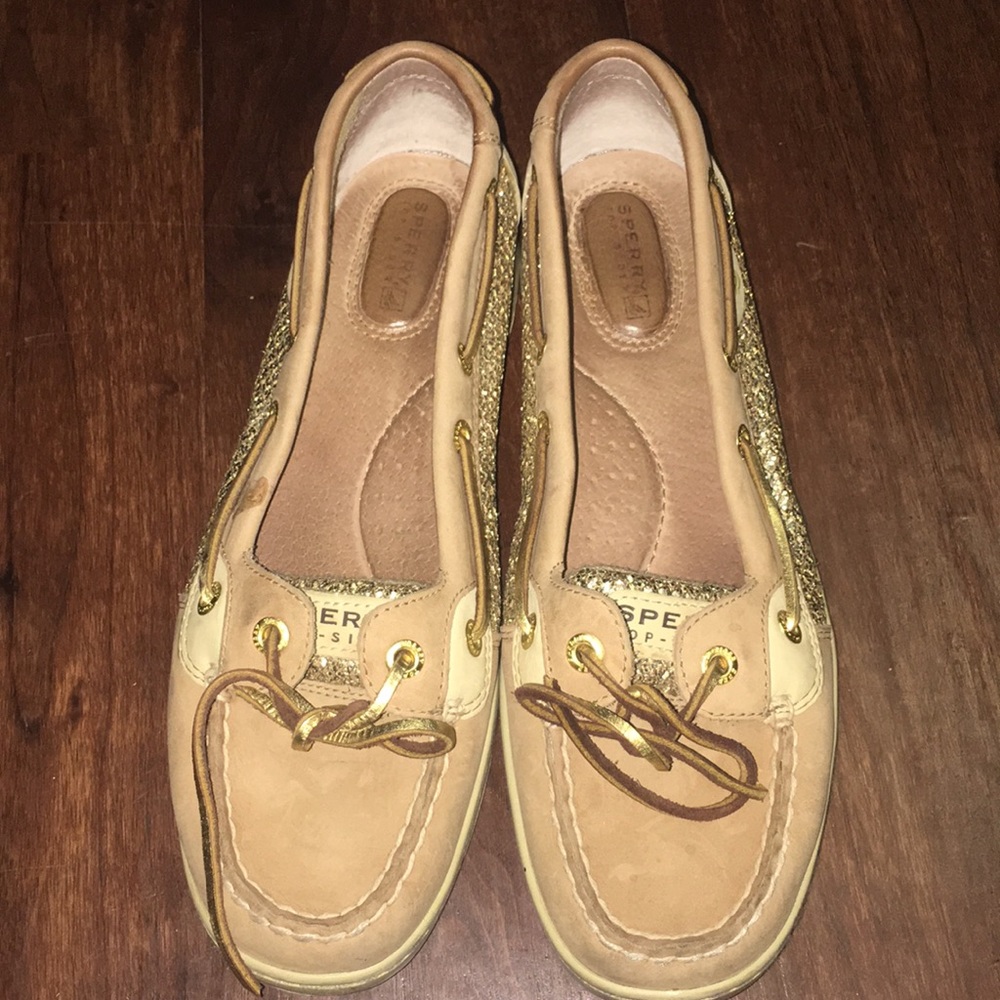 Women’s Gold Sparkly Angelfish Sperry Sz 8.5 Shoes